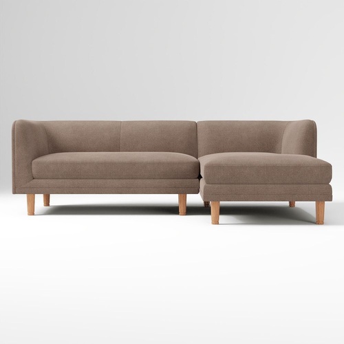 Used West Elm Marcel Light Brown Velvet 2 Piece Sectional for sale on AptDeco