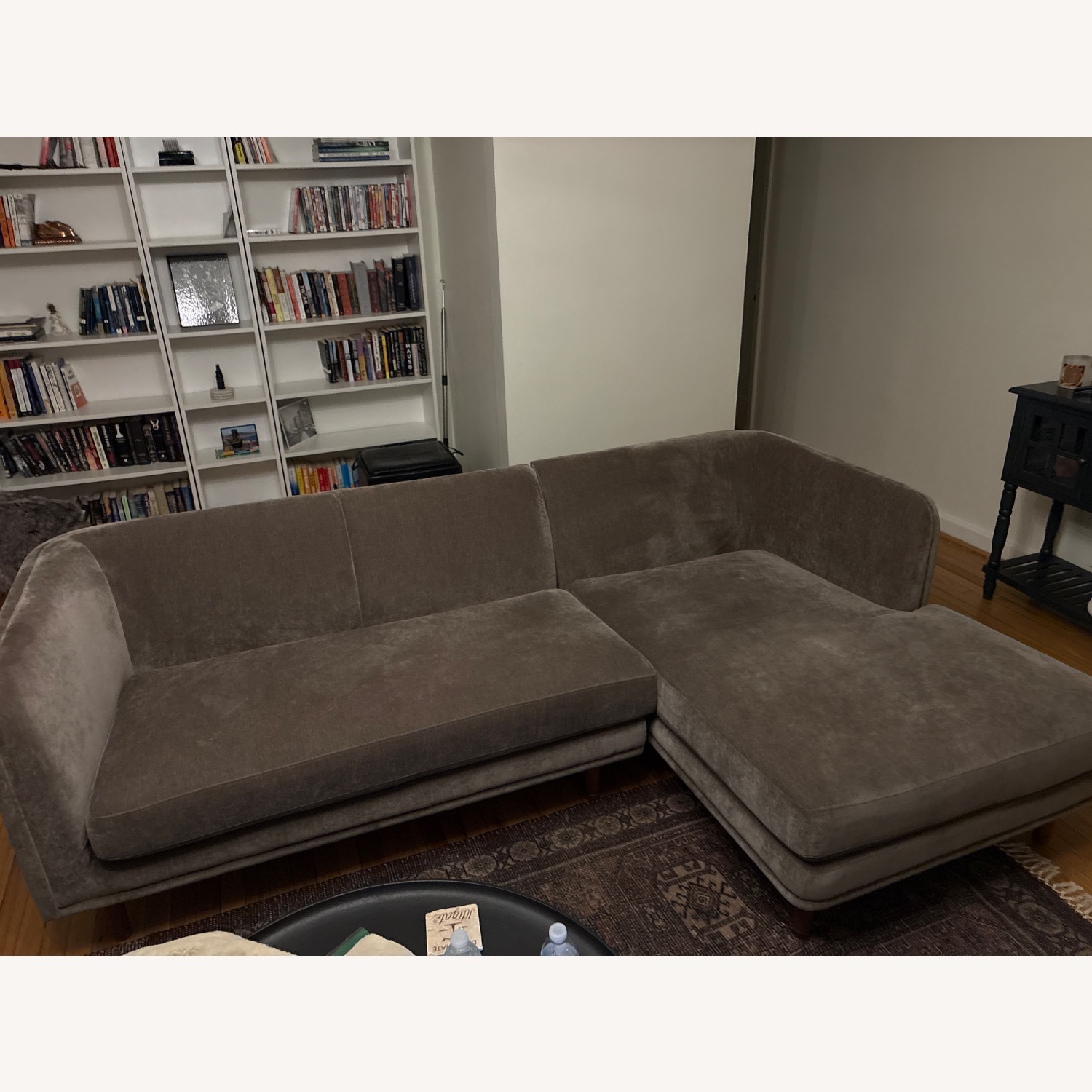 West Elm Marcel Light Brown Velvet 2 Piece Sectional - image-1
