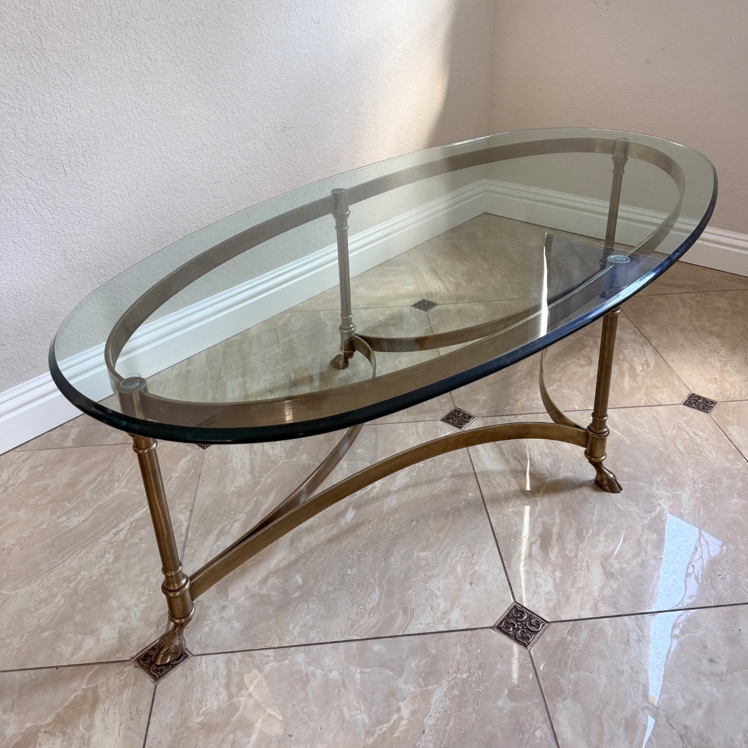 Vintage/Antique Labarge Gold Glass Coffee Table - image-3
