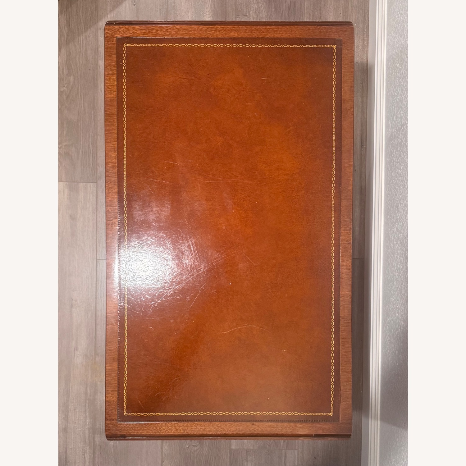 Mahogany and Leather Drop-Leaf Coffee Table - image-5
