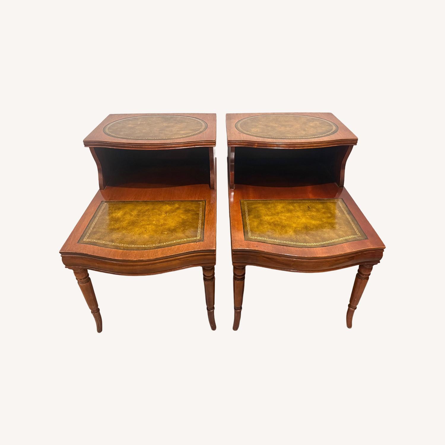 Set of 3 Weiman Mahogany Leather Tables - image-8