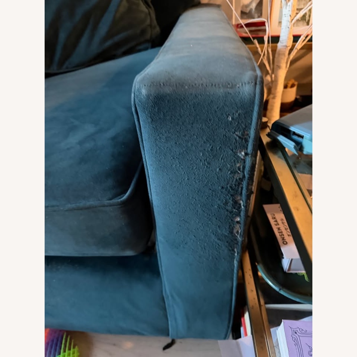 West Elm Henry Blue Sleeper Sofa - image-2