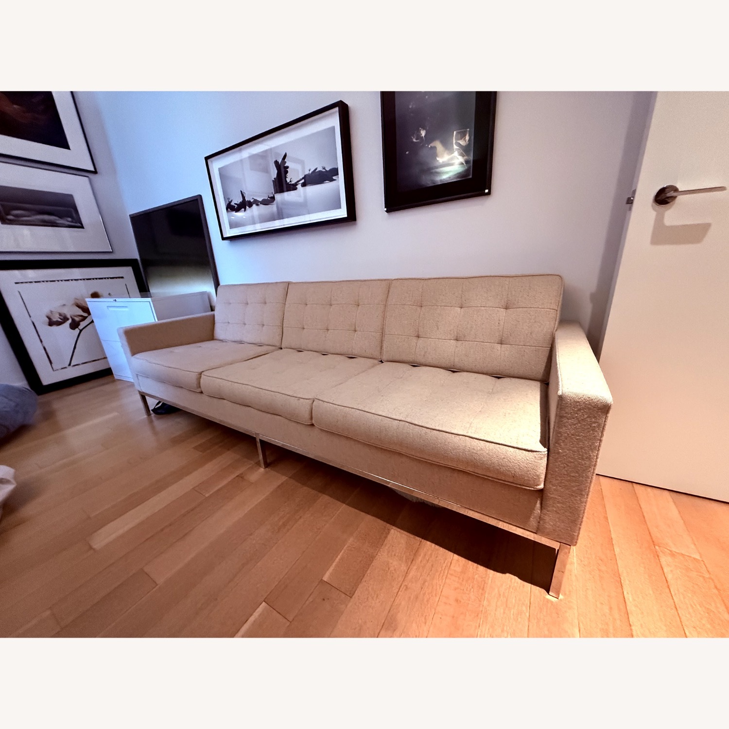 Knoll Florence Natural Fabric 3+ Seater Sofa - image-1