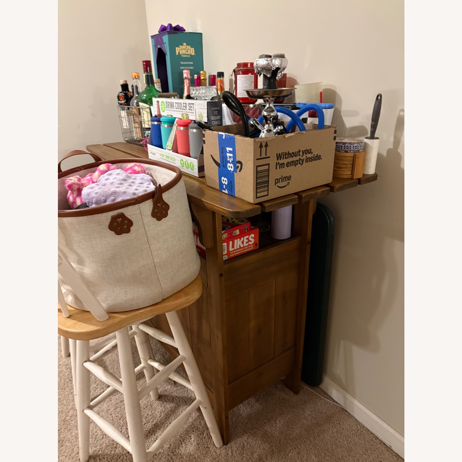 Dark Brown Wood Bar Cart - image-2