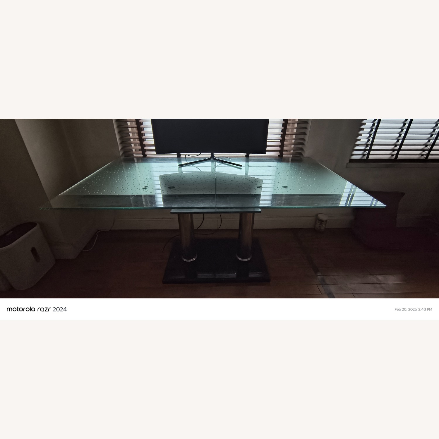 Raymour & Flanigan Silver Glass Dining Table - image-2