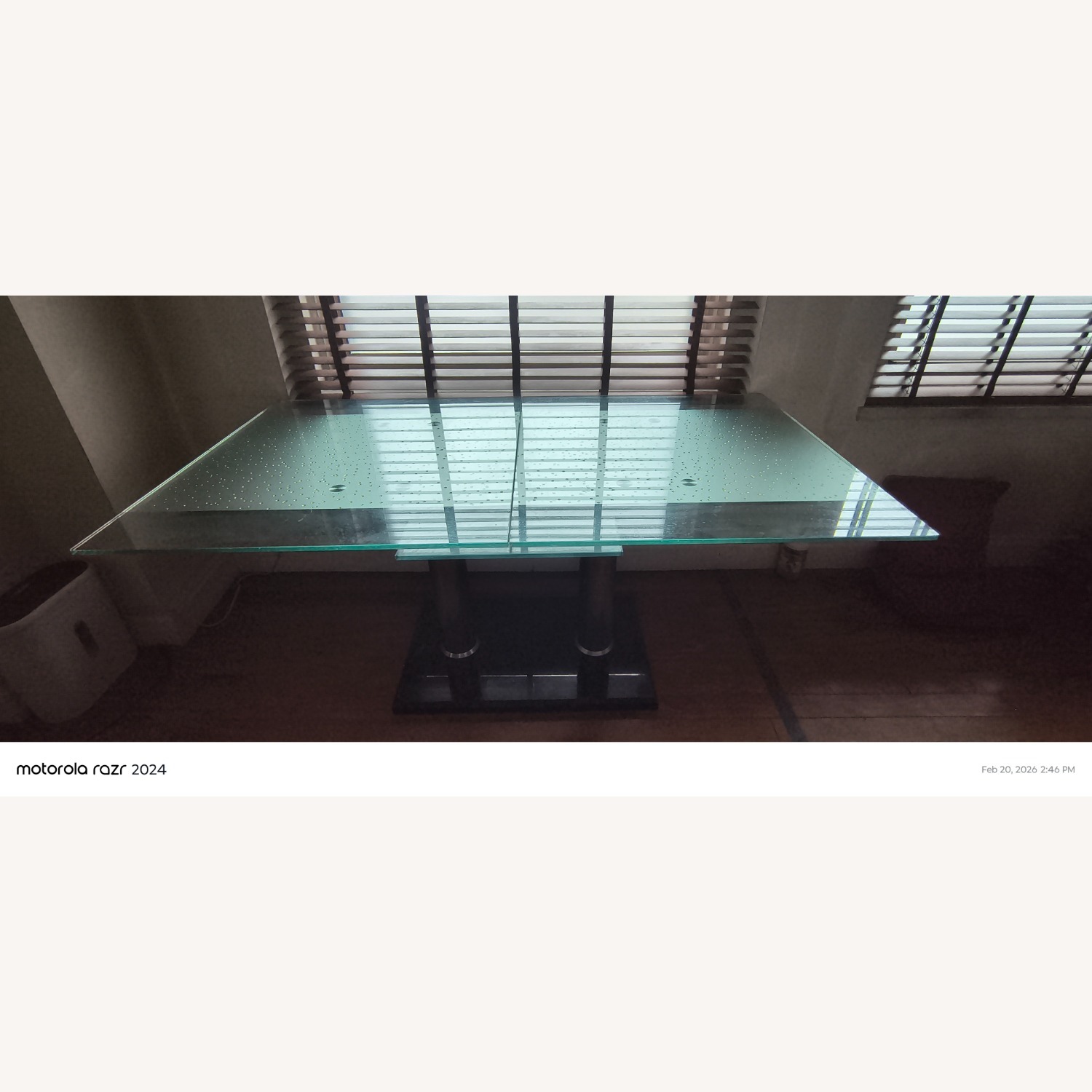 Raymour & Flanigan Silver Glass Dining Table - image-4