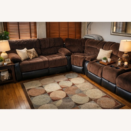Used Raymour & Flanigan Lugano Dark Brown 3+ Piece Sectional for sale on AptDeco