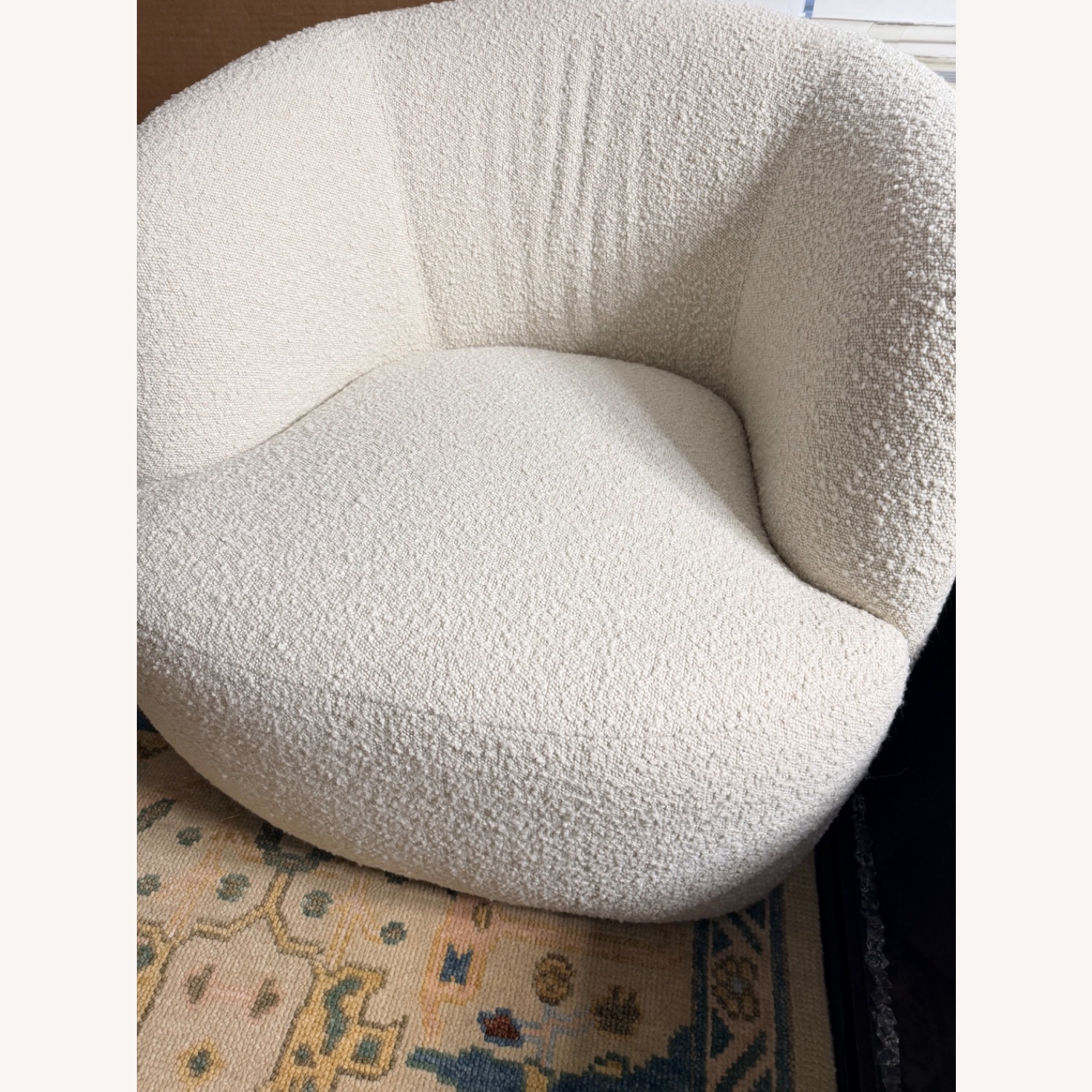 CB2 Gwyneth Ivory Boucle Swivel Chair By Goop - image-8