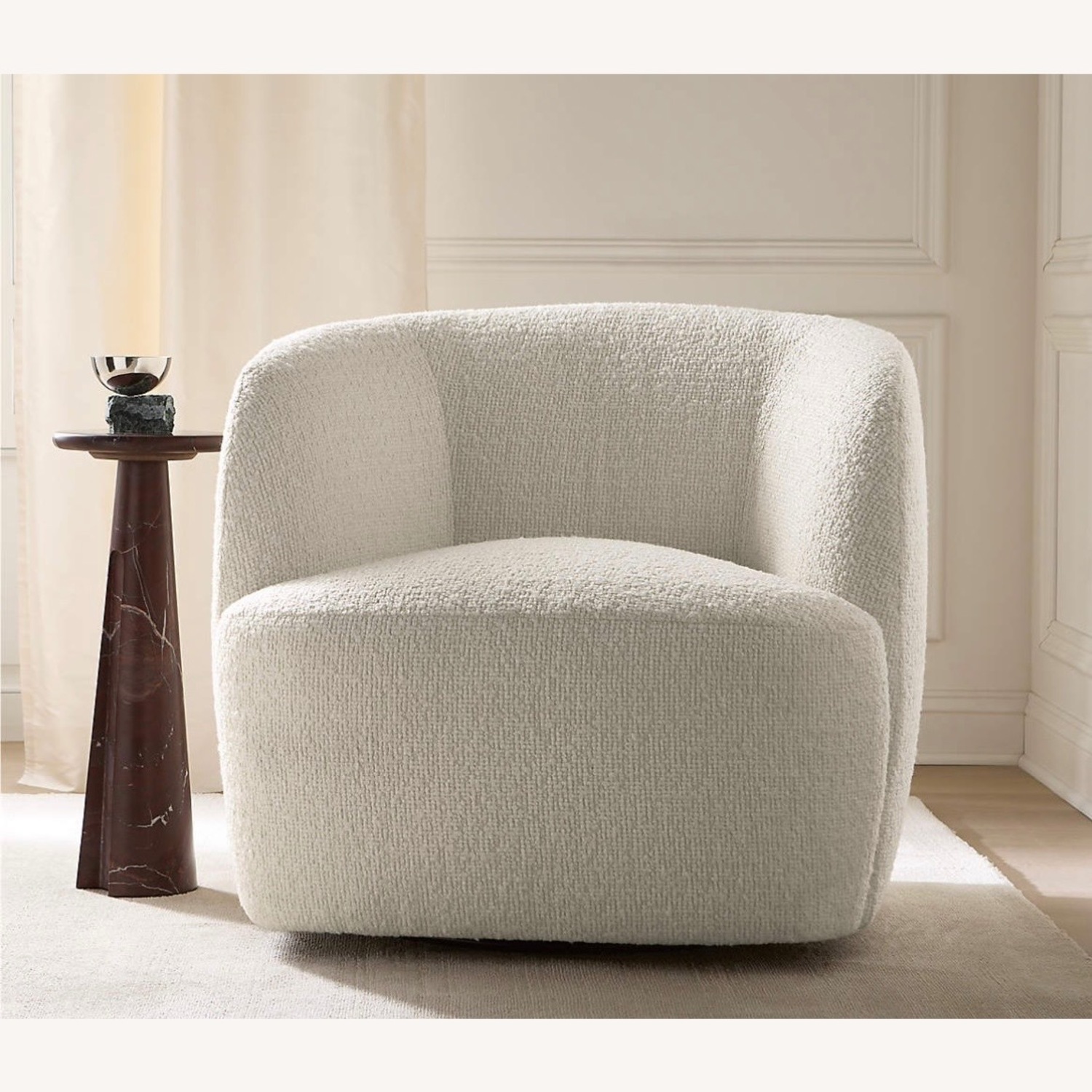 CB2 Gwyneth Ivory Boucle Swivel Chair By Goop - image-3
