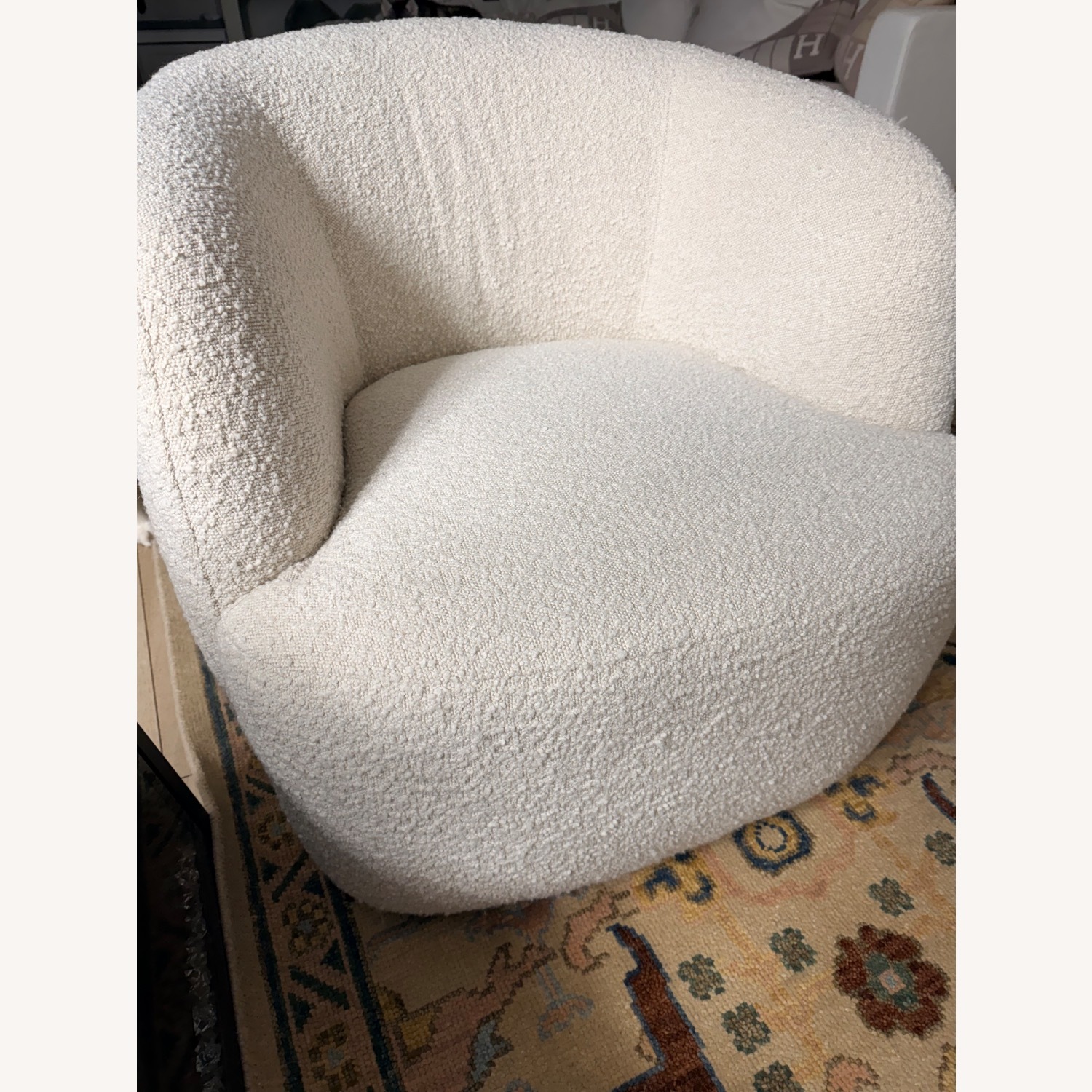 CB2 Gwyneth Ivory Boucle Swivel Chair By Goop - image-11