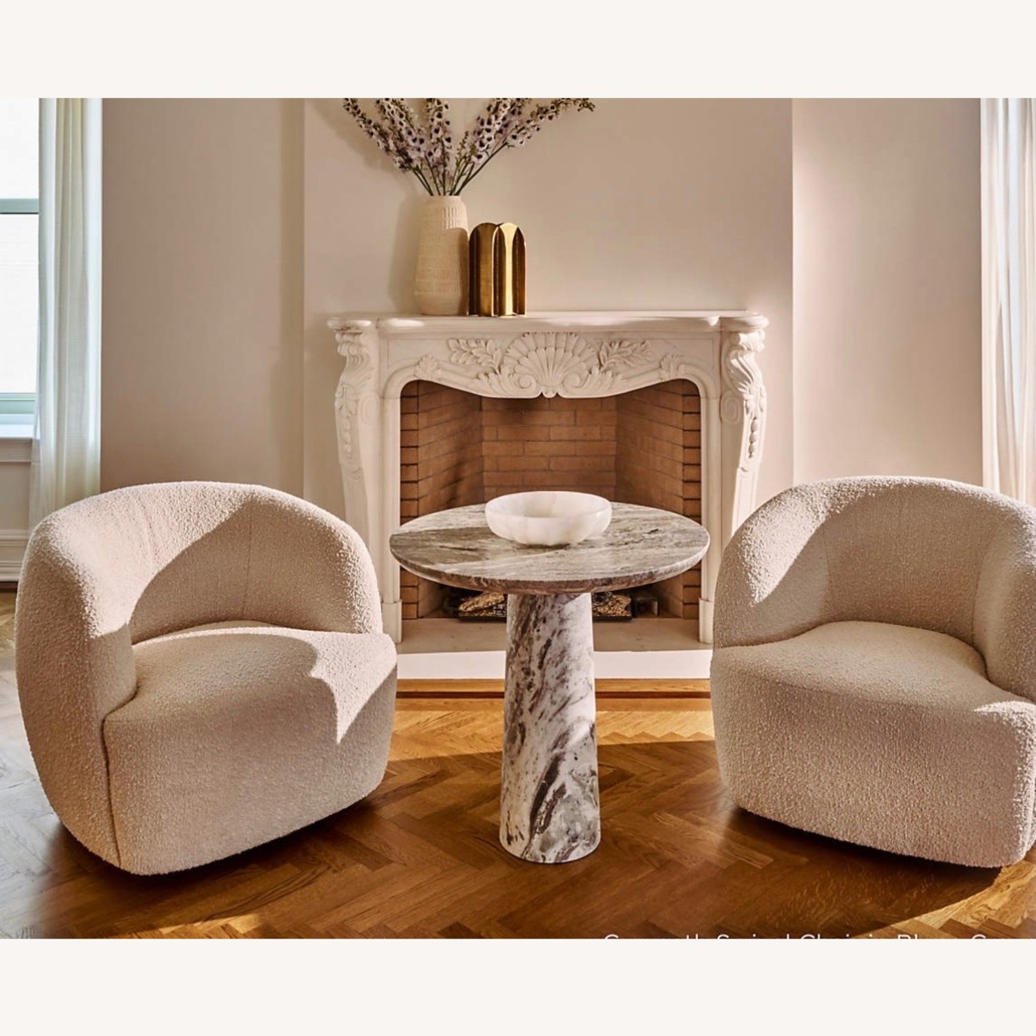 CB2 Gwyneth Ivory Boucle Swivel Chair By Goop - image-4
