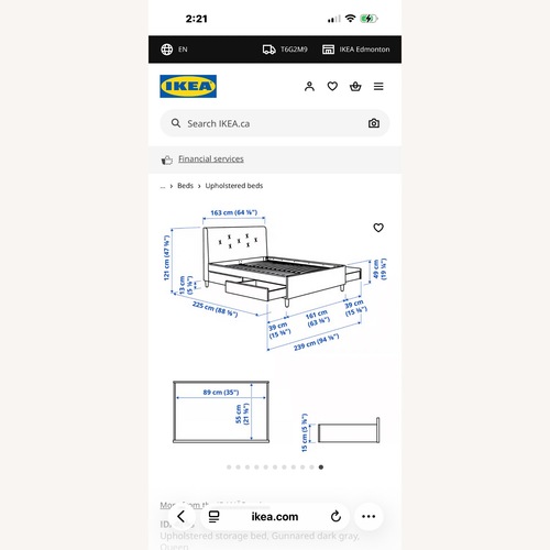 Used IKEA IDANÄS Dark Gray Queen Bed for sale on AptDeco