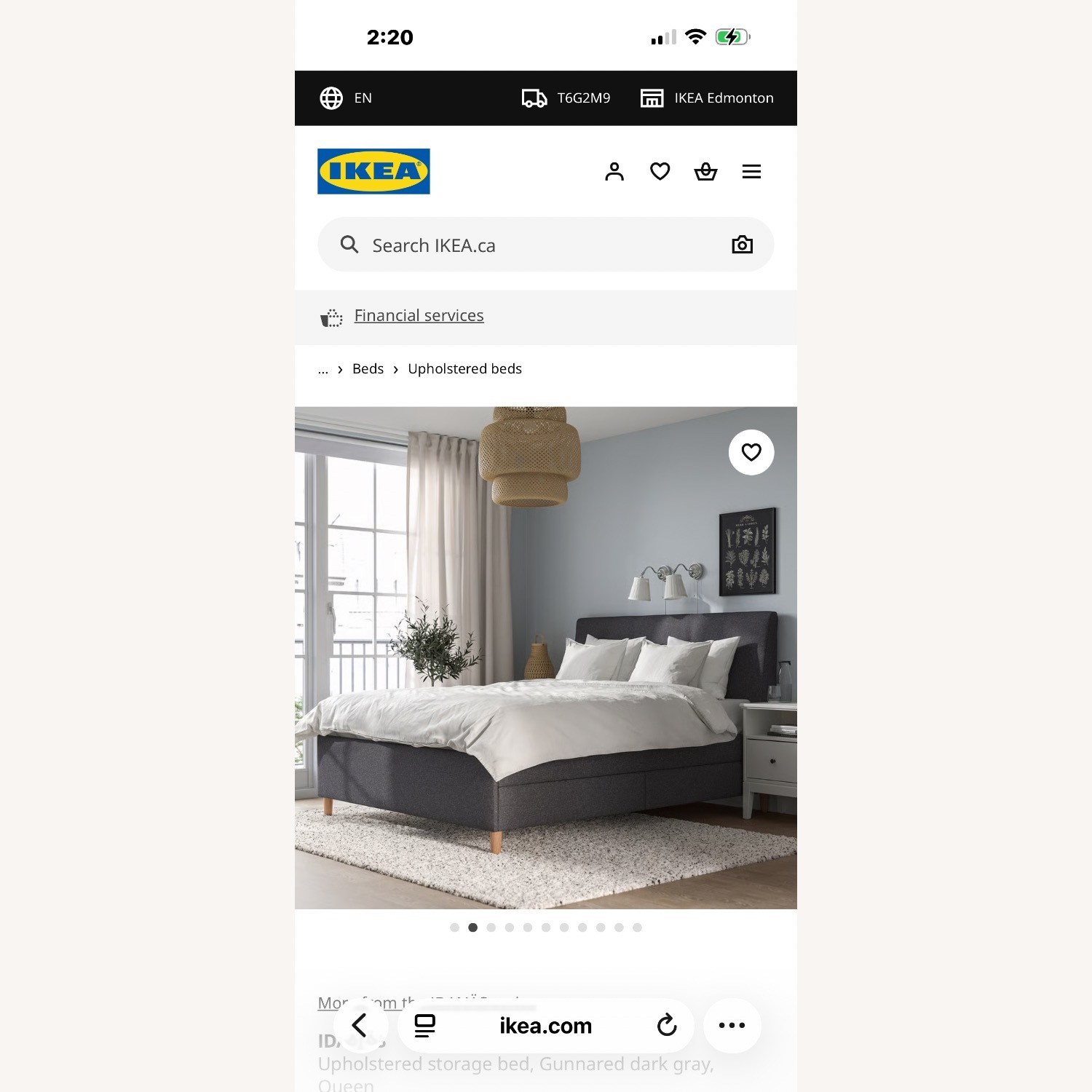 IKEA IDANÄS Dark Gray Queen Bed - image-3