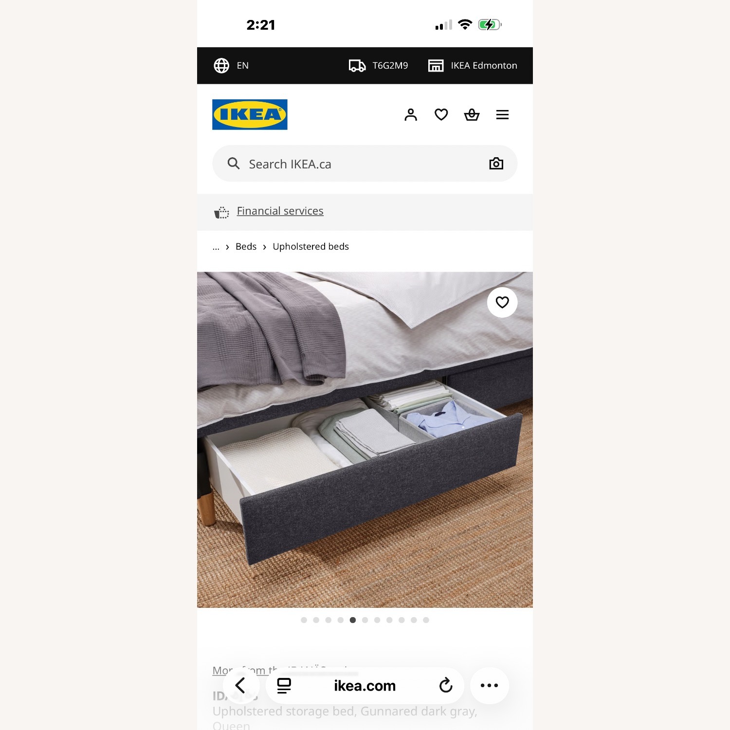 IKEA IDANÄS Dark Gray Queen Bed - image-2