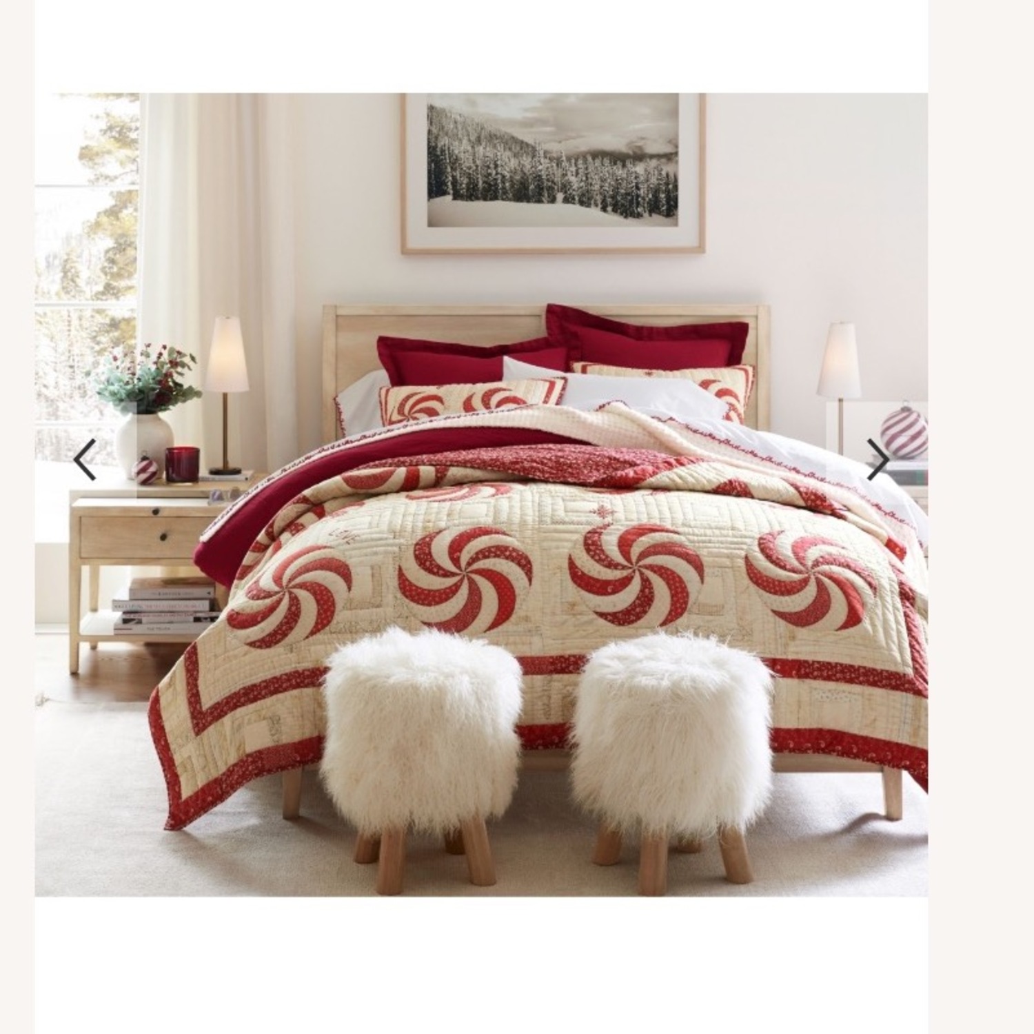 Pottery Barn White Mongolian Faux Fur Stool - image-2