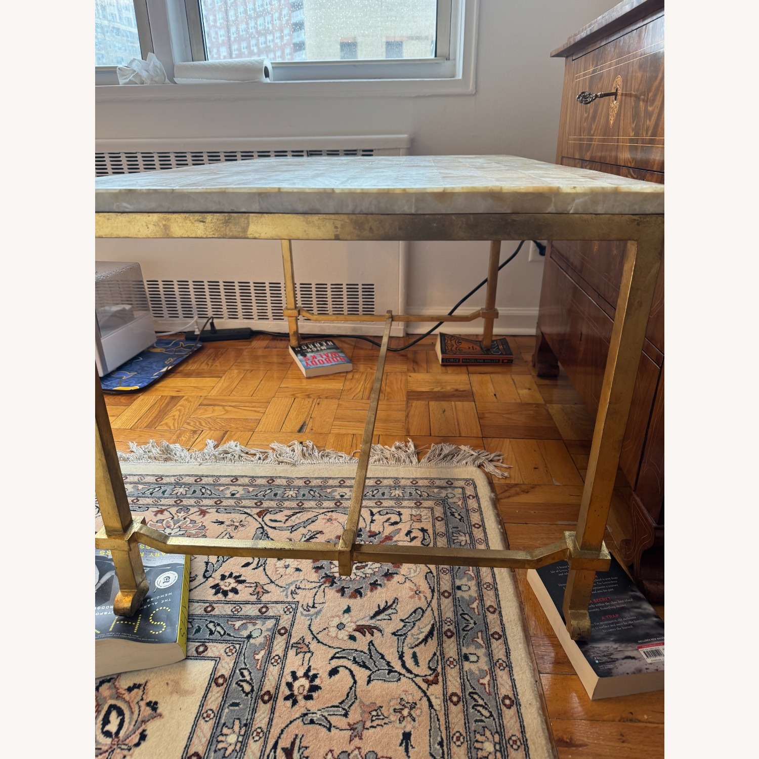 Vintage/Antique Marble/ Brass Coffee Table - image-4