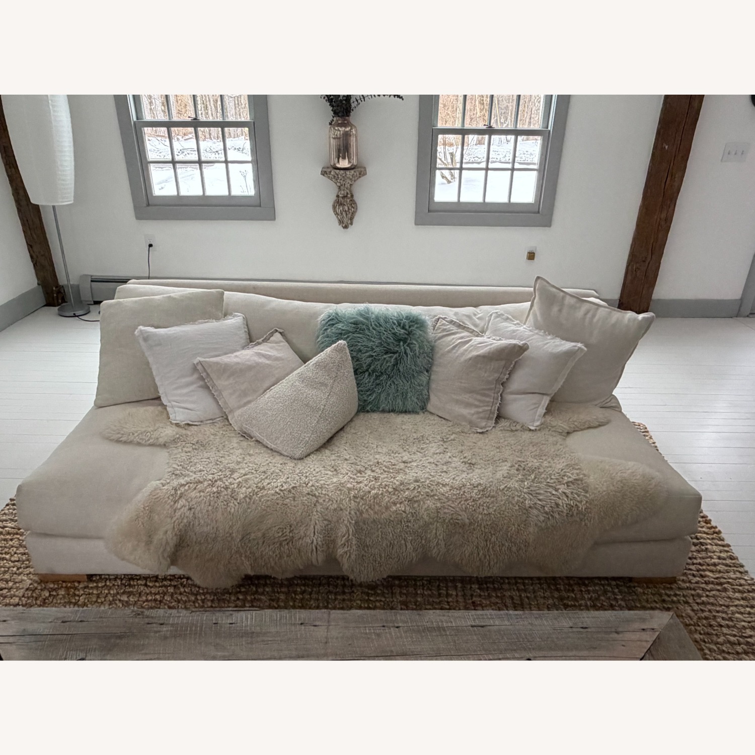 CB2 Piazza White Fabric 2 Seater Sofa - image-1