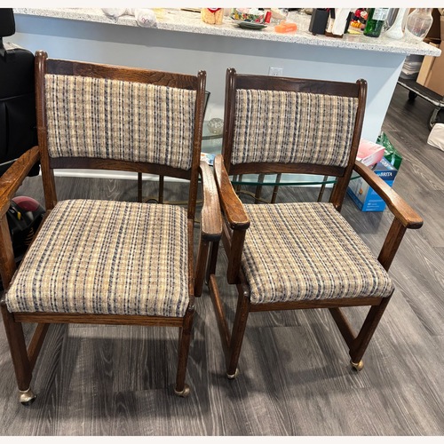 Used Wood Chairs on Wheels , Fabric Seat for sale on AptDeco