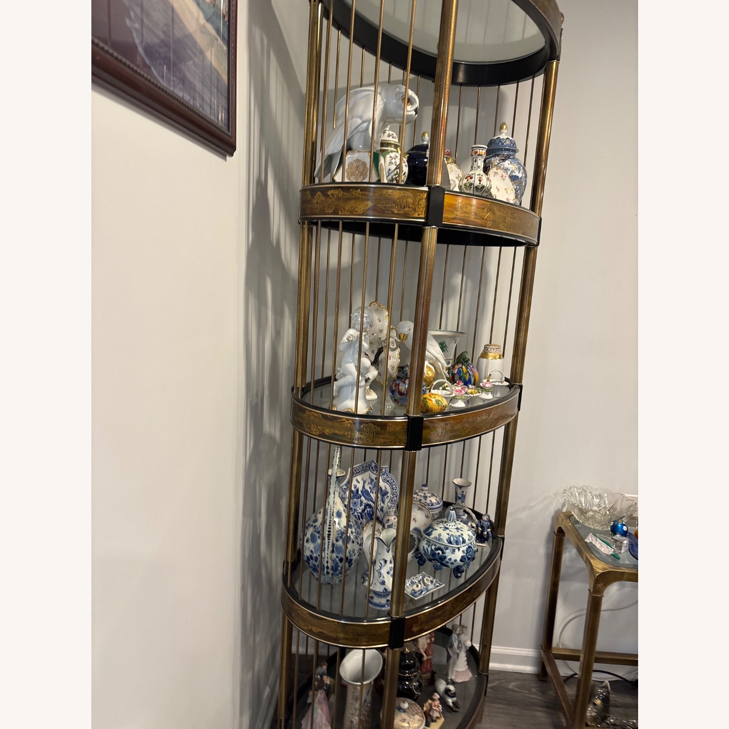 Vintage/Antique Gold Glass Wall Shelf - image-2