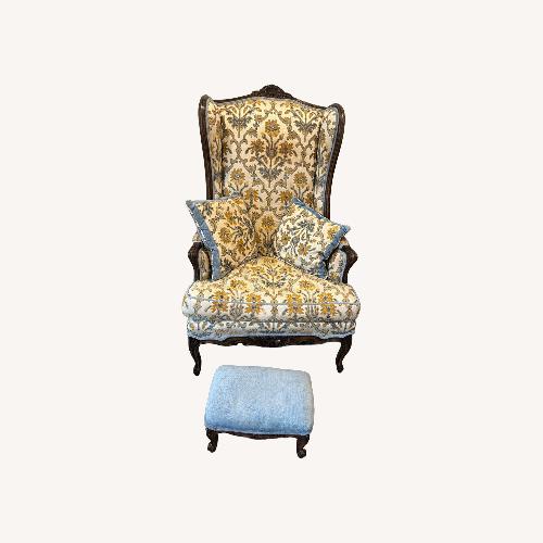 Used Vintage/Antique Blue Fabric Accent Chair for sale on AptDeco