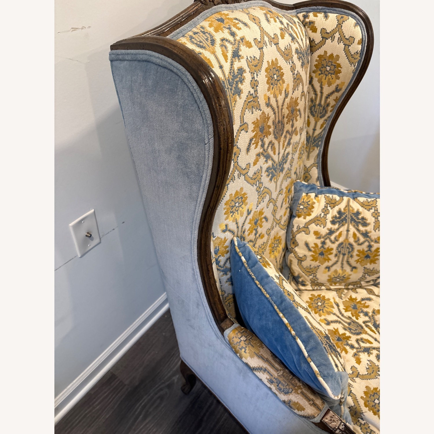 Vintage/Antique Blue Fabric Accent Chair - image-2