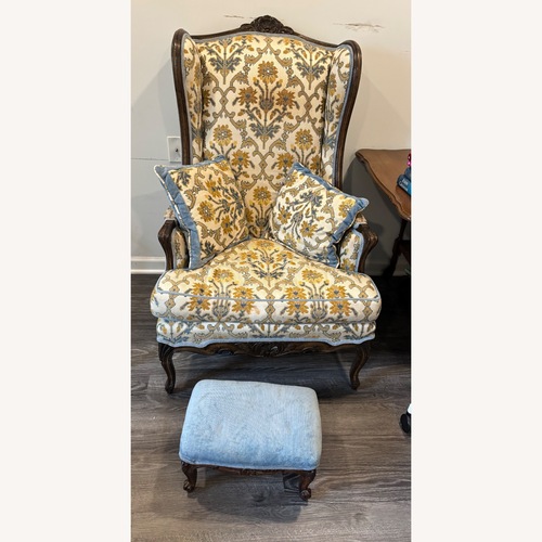 Used Vintage/Antique Blue Fabric Accent Chair for sale on AptDeco