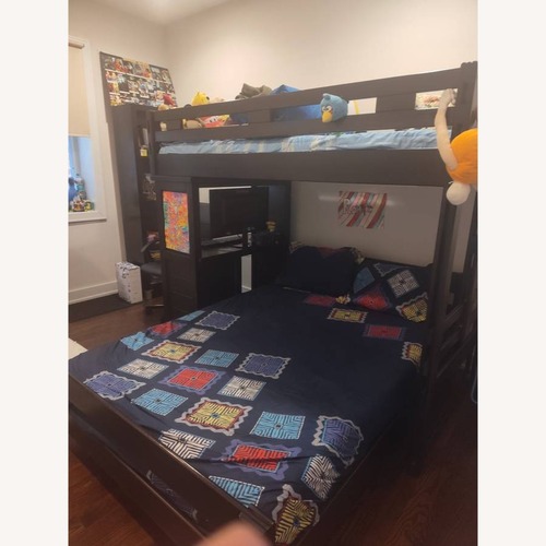 Used Black Wood Twin/Full Loft Bed With Desk for sale on AptDeco