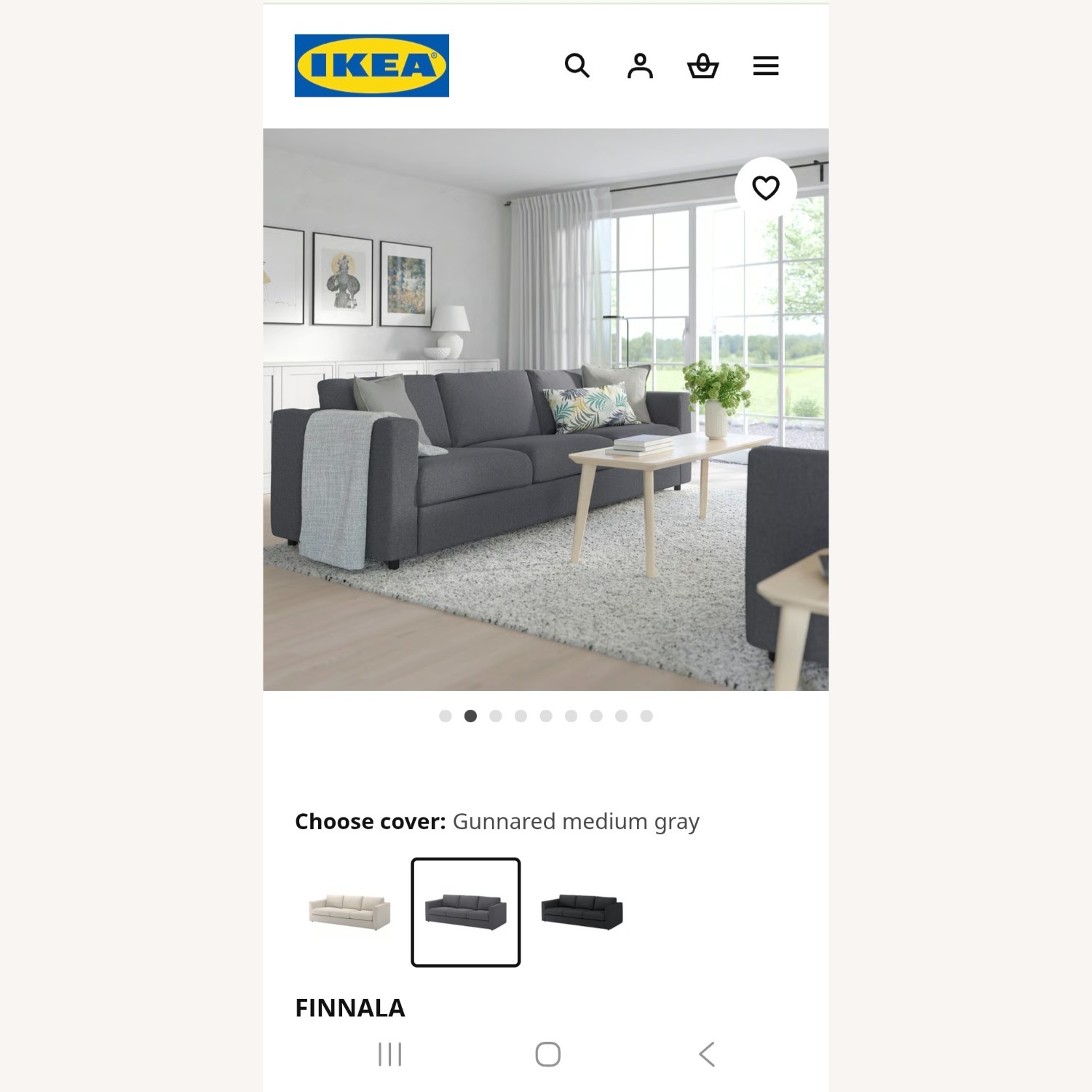 IKEA Finnala Dark Gray Fabric 3+ Seater Sofa - image-7