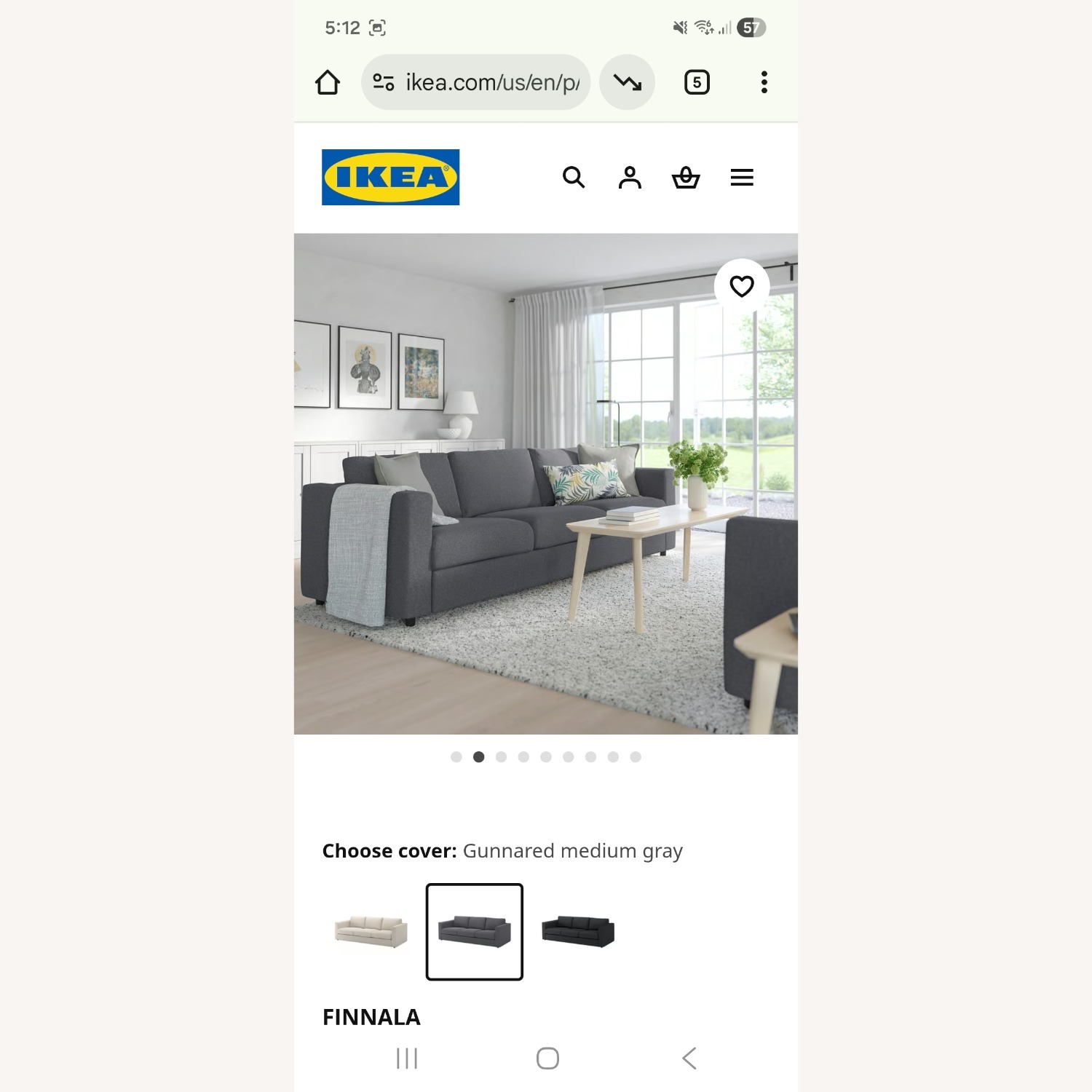 IKEA Finnala Dark Gray Fabric 3+ Seater Sofa - image-9