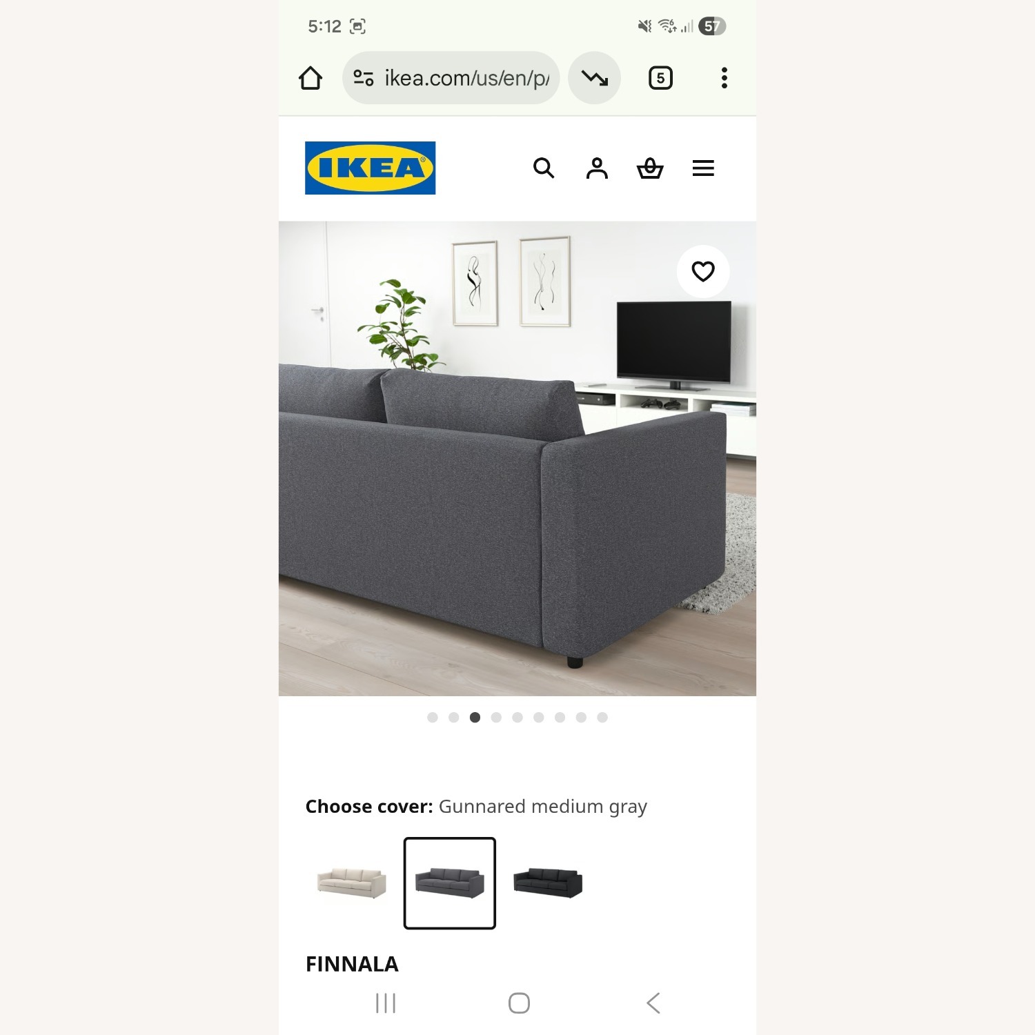 IKEA Finnala Dark Gray Fabric 3+ Seater Sofa - image-8