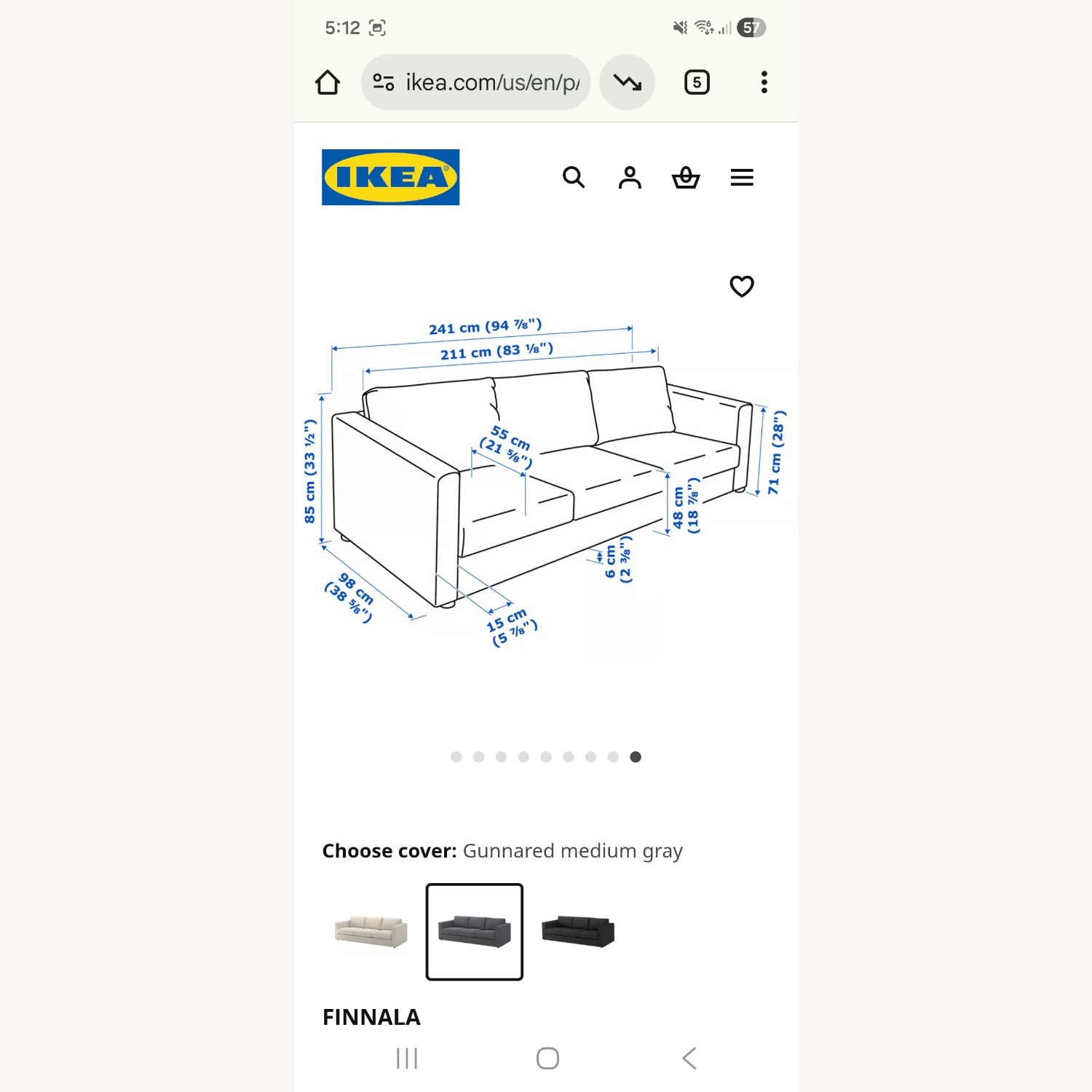 IKEA Finnala Dark Gray Fabric 3+ Seater Sofa - image-4