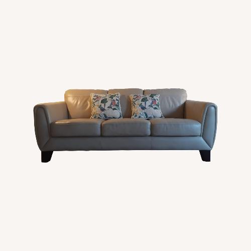 Used Plush Beige 3 Seater Leather Sofa for sale on AptDeco