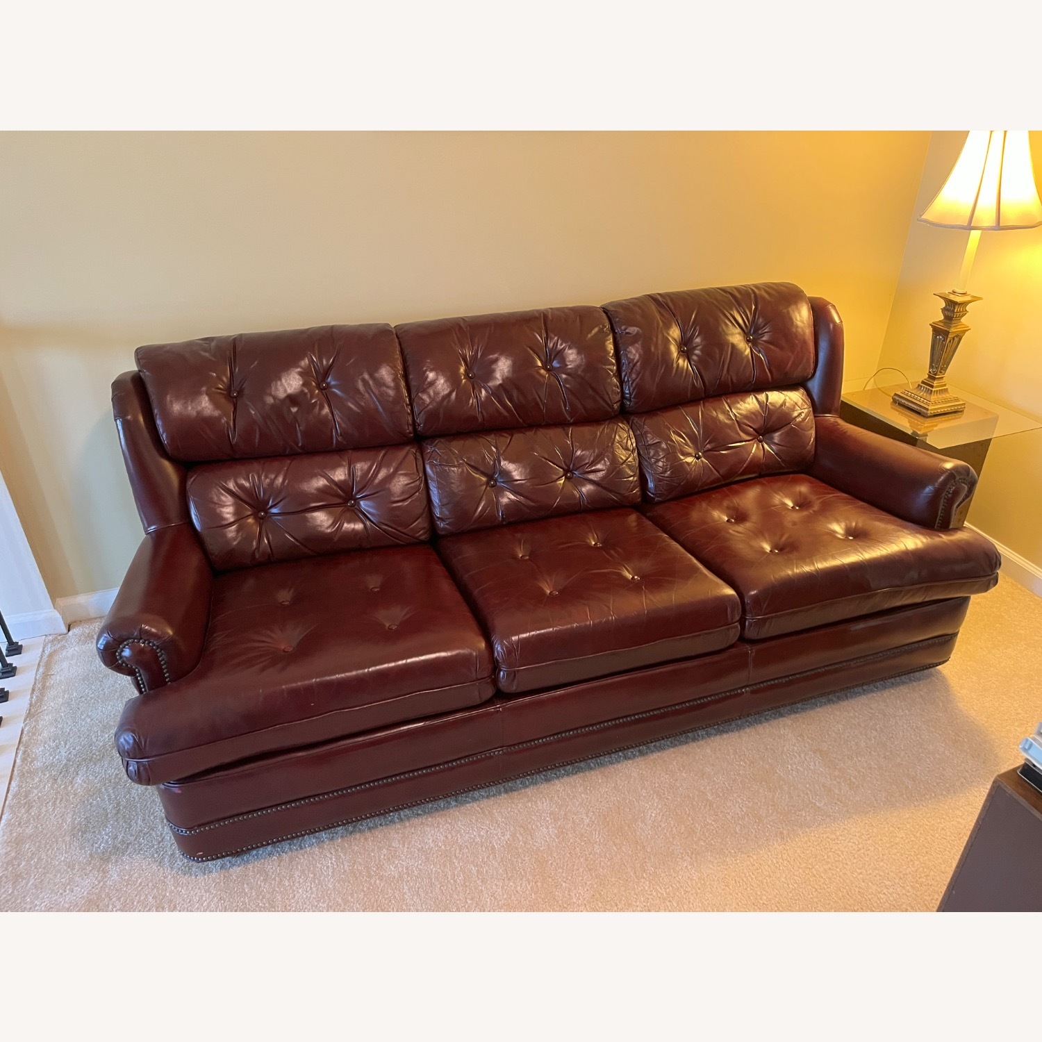 Vintage/Antique Leather 3+ Seater Sofa - image-5