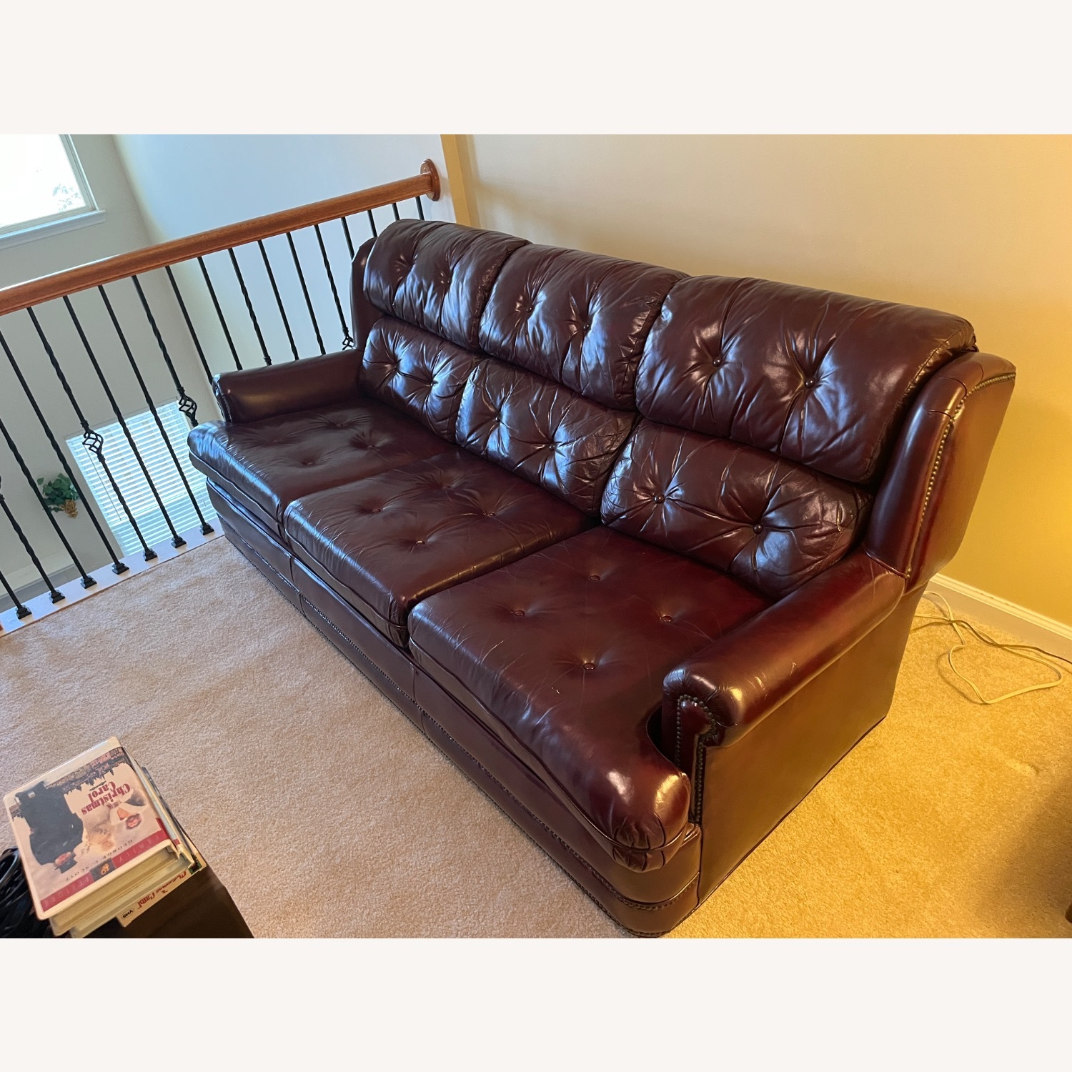 Vintage/Antique Leather 3+ Seater Sofa - image-1