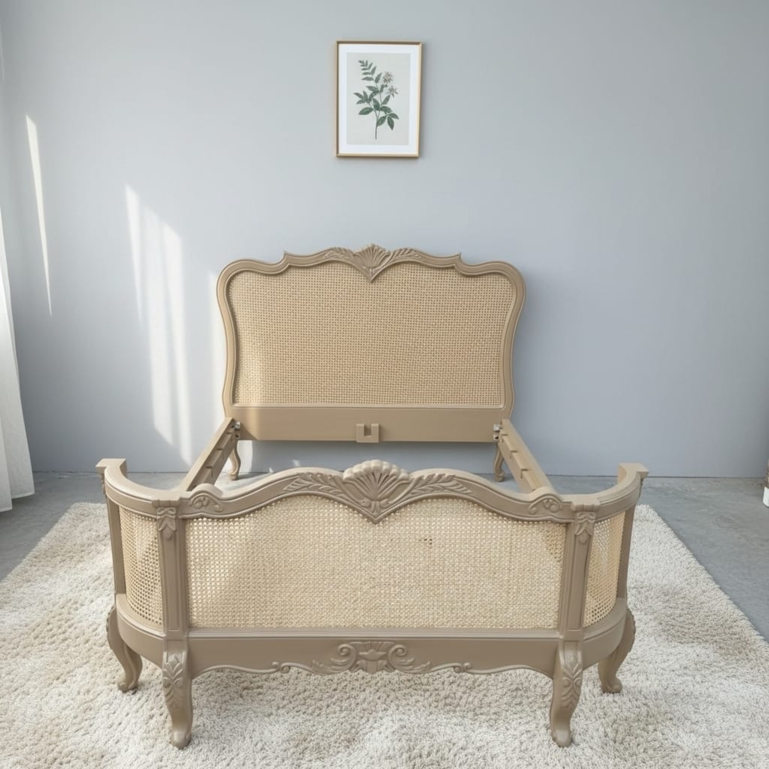 French Cane Queen Bed Curved - image-4