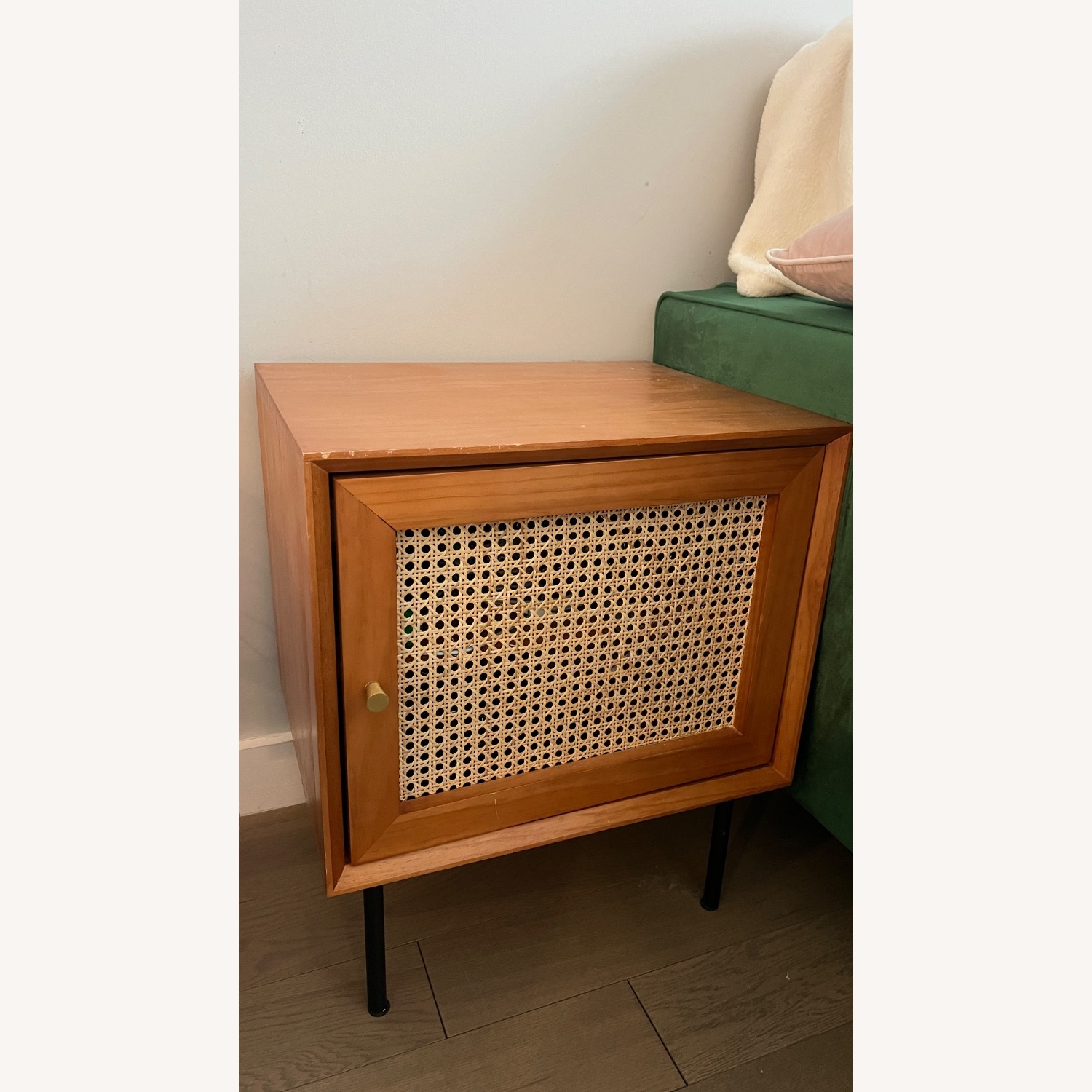 Antique Light Brown Wood Side Table - image-3