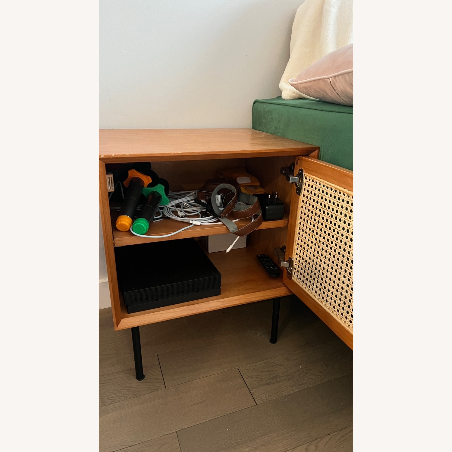 Antique Light Brown Wood Side Table - image-4