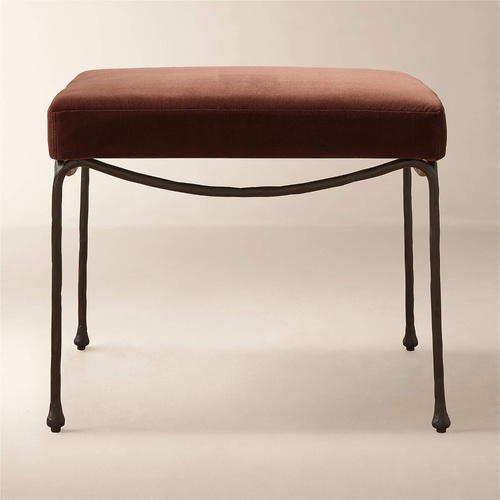 Used CB2 Journey Terracotta Red Velvet Stool for sale on AptDeco