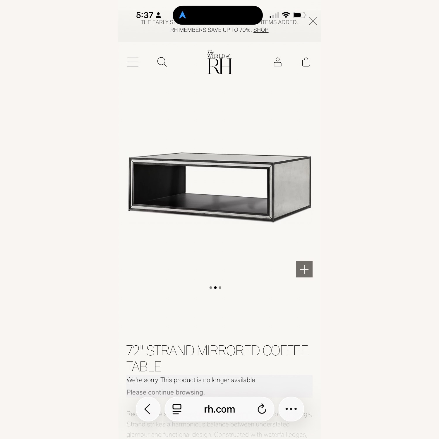 Restoration Hardware Strand Mirrored Coffee Table - image-3