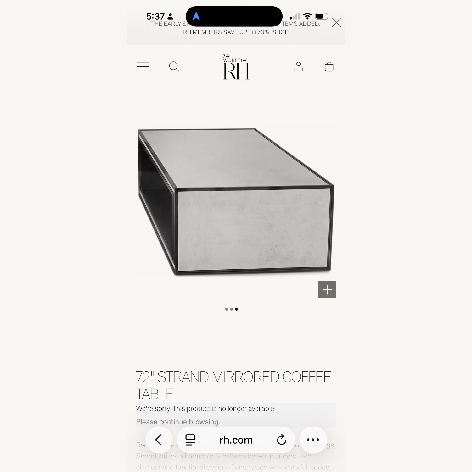 Restoration Hardware Strand Mirrored Coffee Table - image-4