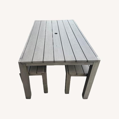 Used CB2 Matera Outdoor Dining Table + Benches for sale on AptDeco