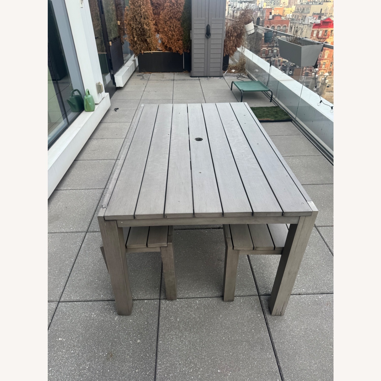 CB2 Matera Outdoor Dining Table + Benches - image-6