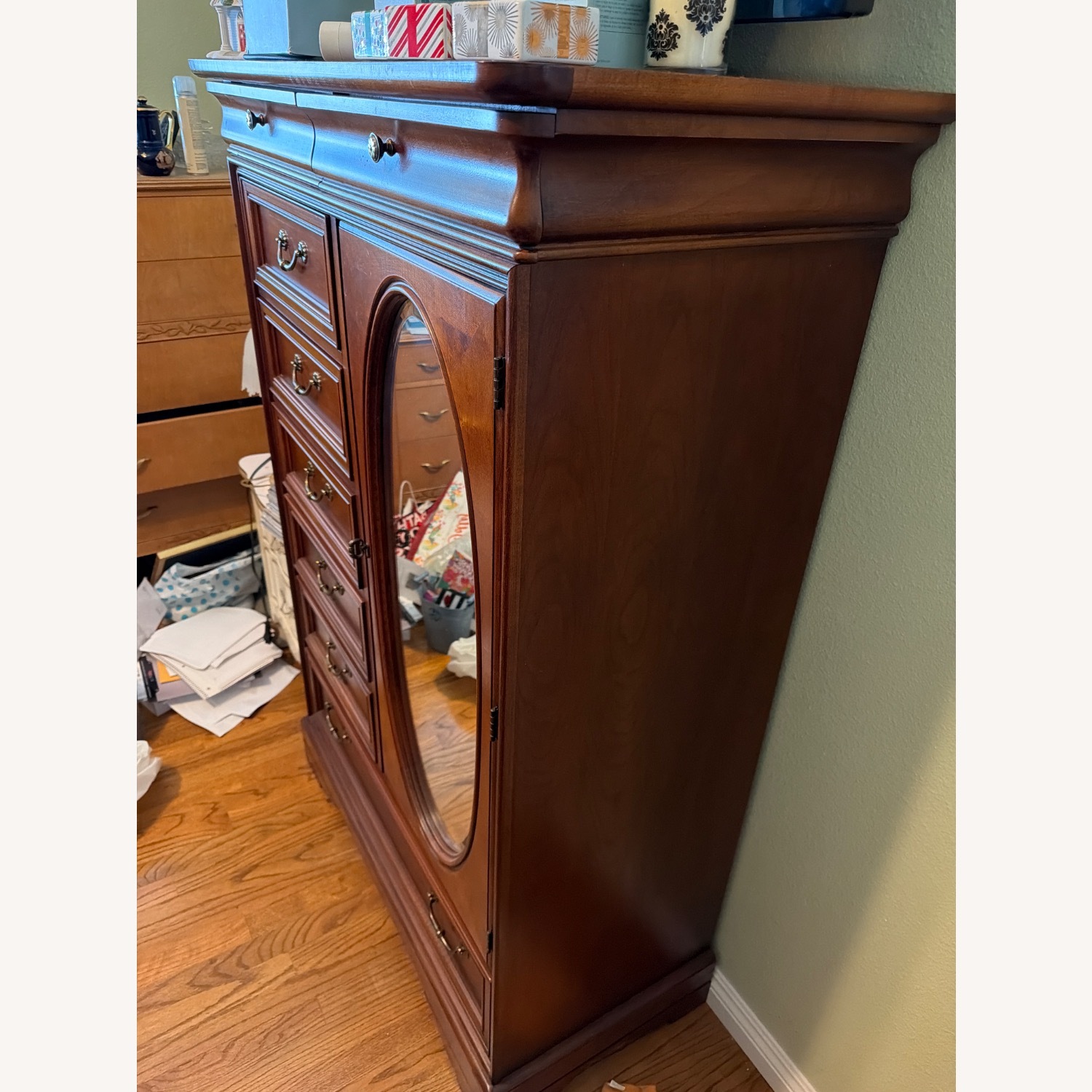 Vintage/Antique Light Brown Wood Armoire - image-2