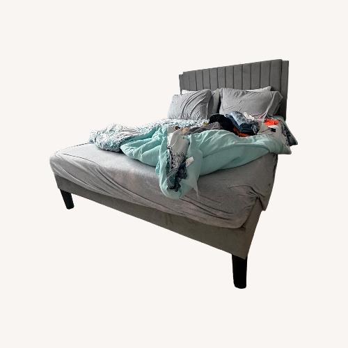 Used Wayfair Light Gray Suede Queen Bed for sale on AptDeco