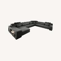 Black Leather 3+ Seater Sofa