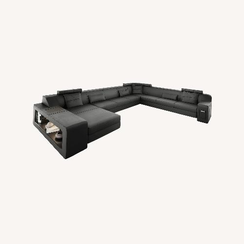 Used Black Leather 3+ Seater Sofa for sale on AptDeco