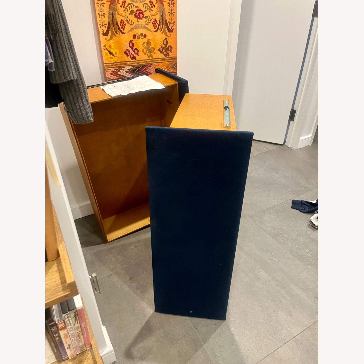 Harper High Headboard Full Bed Drawers Blue Velvet Tufted - image-2