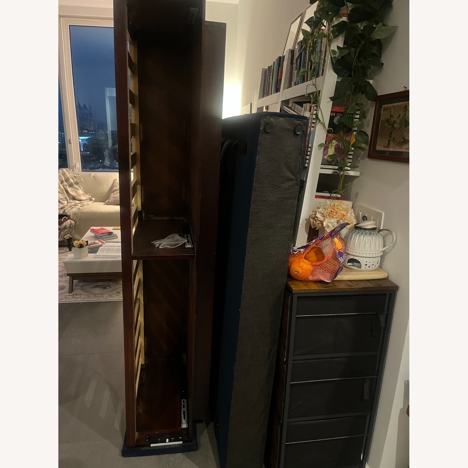 Harper High Headboard Full Bed Drawers Blue Velvet Tufted - image-7