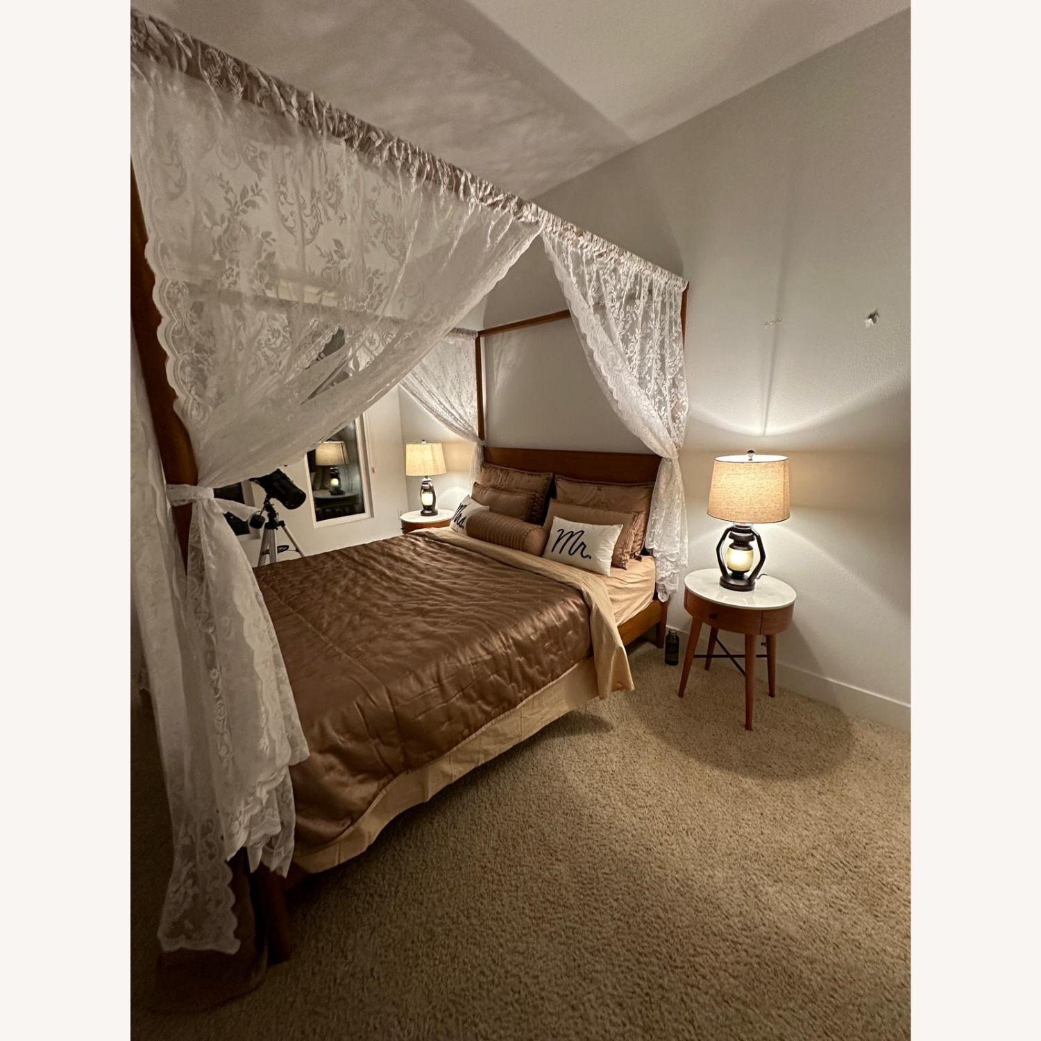 West Elm Dark Brown Mid Century Canopy Bed - image-1