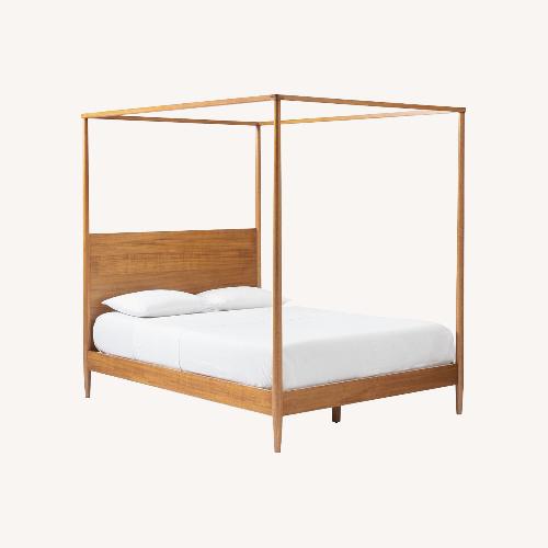 Used West Elm Dark Brown Mid Century Canopy Bed for sale on AptDeco